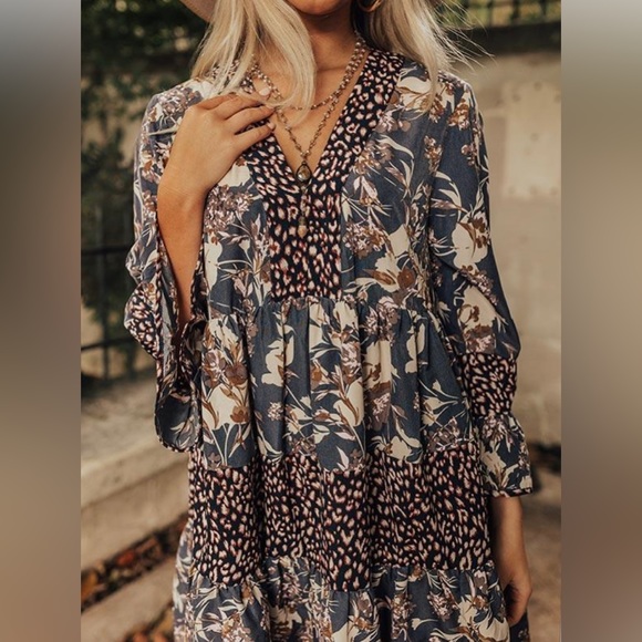 Fall Delight Floral Babydoll Dress - Picture 2 of 2